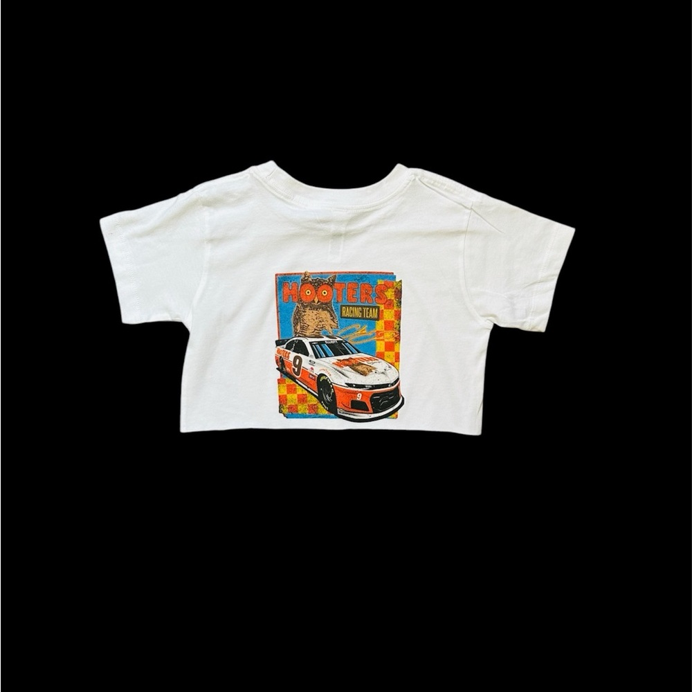 White Hooters Racing T-Shirt cropped top